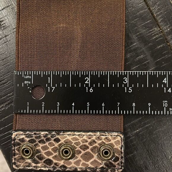 Bcbgmaxazria Brown Snake Print Stretch Belt Size Small Animal Print​​​​ - Picture 10 of 10